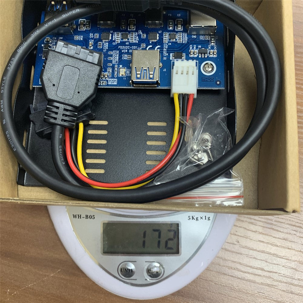 USB-C & USB 3.0 Hub 4 Ports Front Panel to Motherboard 20Pin Connector Cable for 3.5'' Floppy Bay