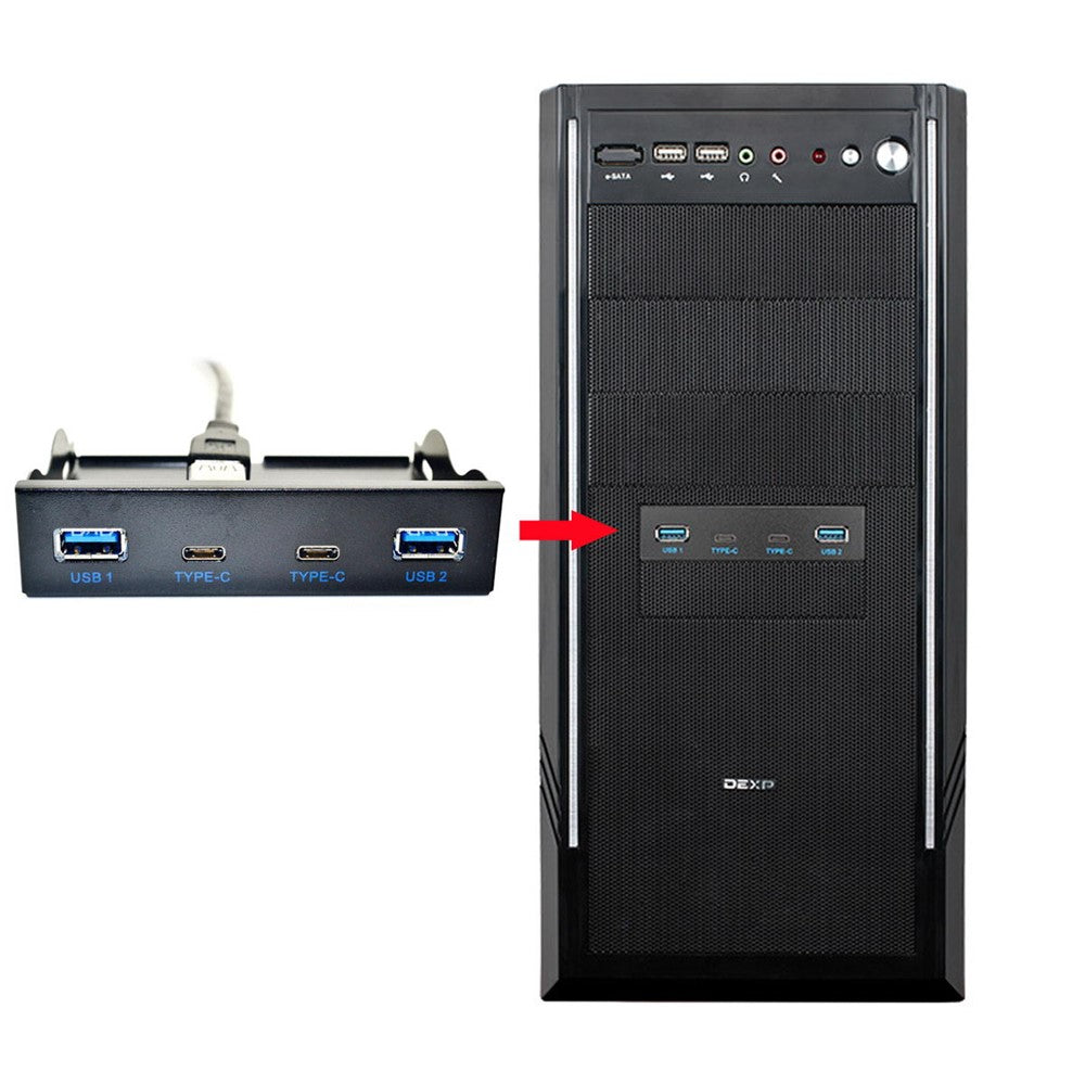 USB-C & USB 3.0 Hub 4 Ports Front Panel to Motherboard 20Pin Connector Cable for 3.5'' Floppy Bay