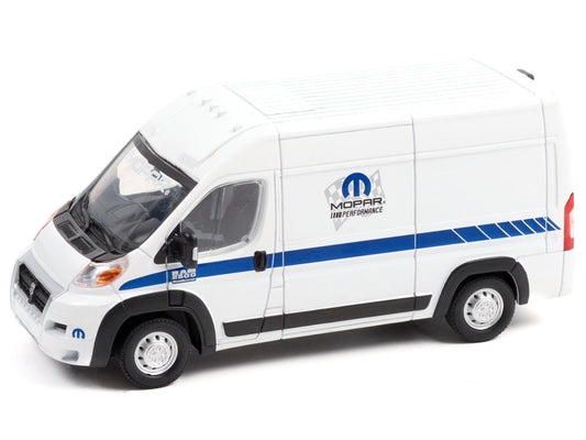 2018 RAM ProMaster 2500 Cargo High Roof Van "MOPAR Performance" White with Blue Stripes 1/43 Diecast Model Car by Greenlight