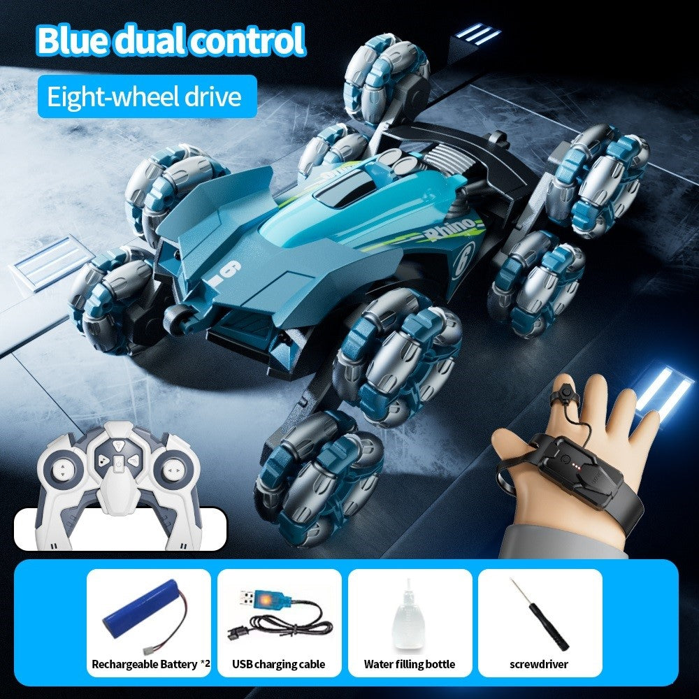 4DRC Y6 8WD Spray RC Car Model Remote Control Stunt Vehicle with LED Light, 2 Batteries