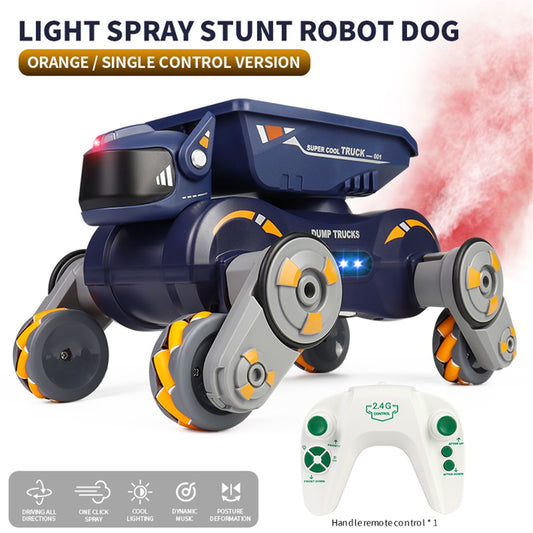 Q187 One-Click Spray RC Car with Light and Music Remote Control Stunt Robot Dog