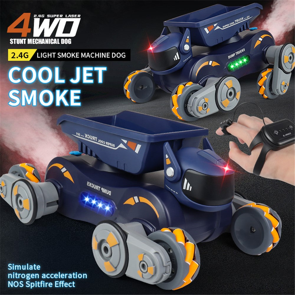 Q187 One-Click Spray RC Car with Light and Music Remote Control Stunt Robot Dog