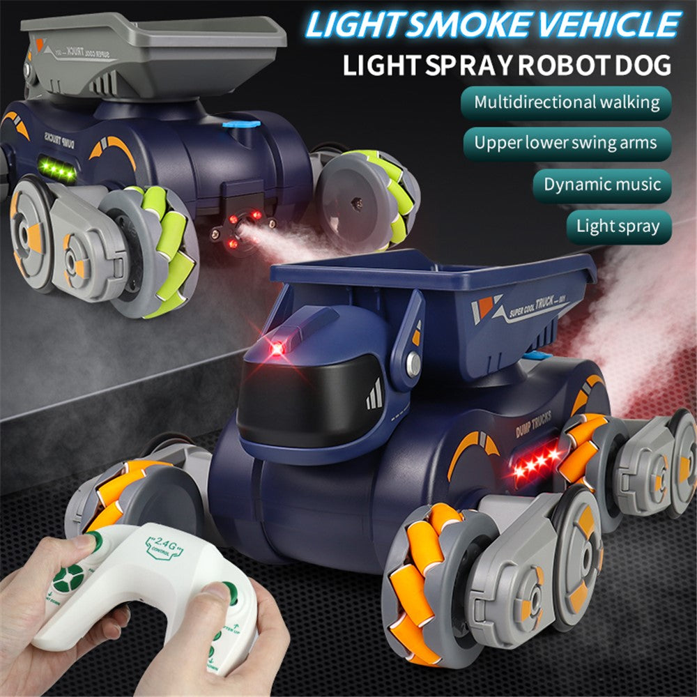 Q187 One-Click Spray RC Car with Light and Music Remote Control Stunt Robot Dog