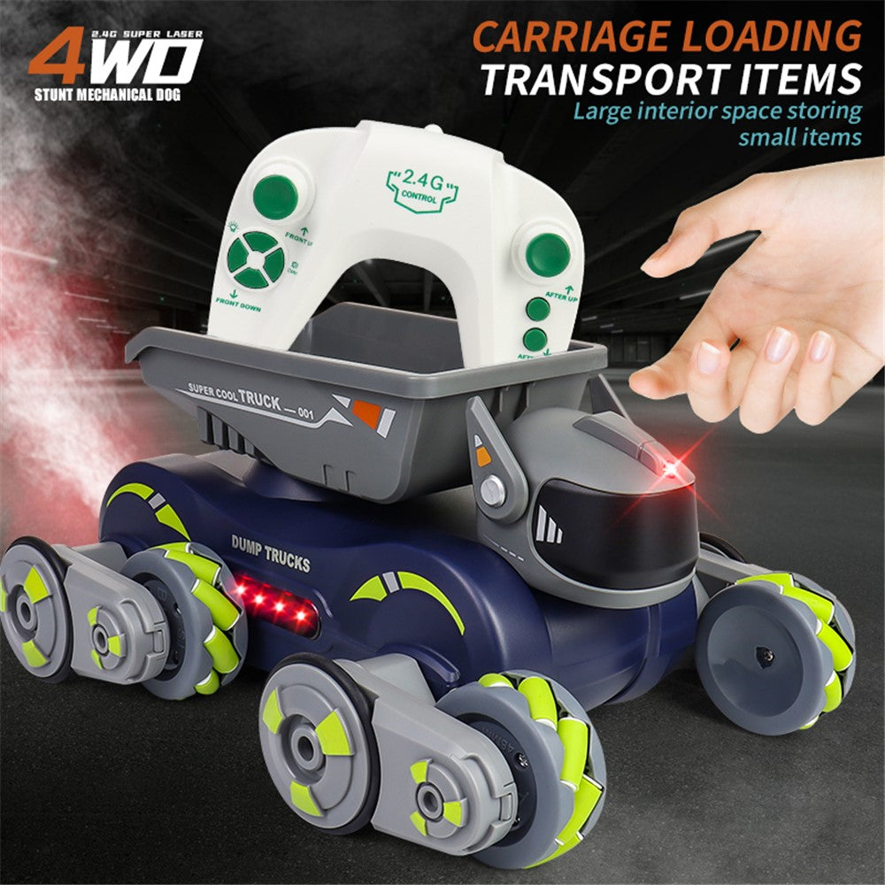 Q187 One-Click Spray RC Car with Light and Music Remote Control Stunt Robot Dog