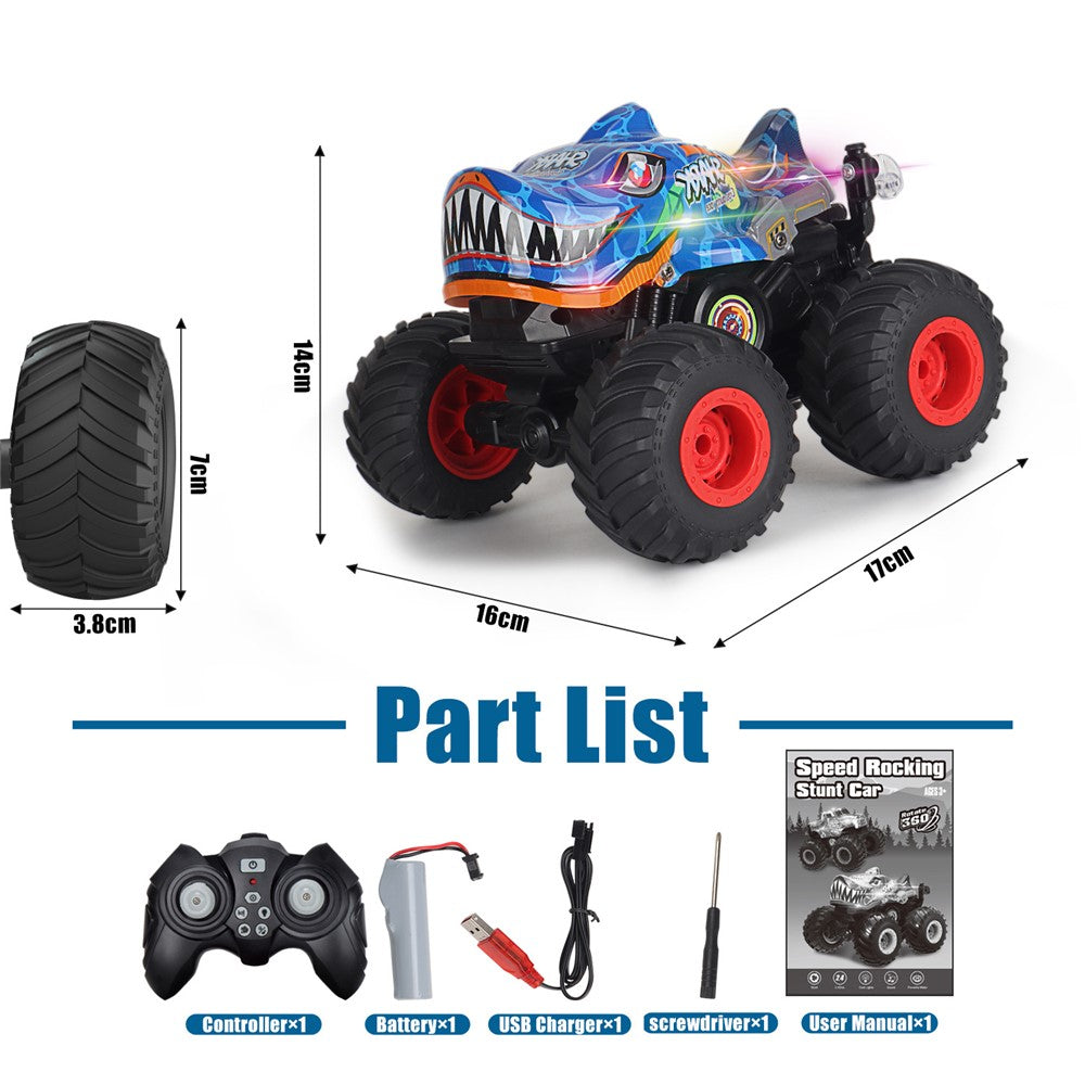 KY-S202B 1 / 20 Remote Control Toy Car Shark Head Design Stunt Car with Light and Music