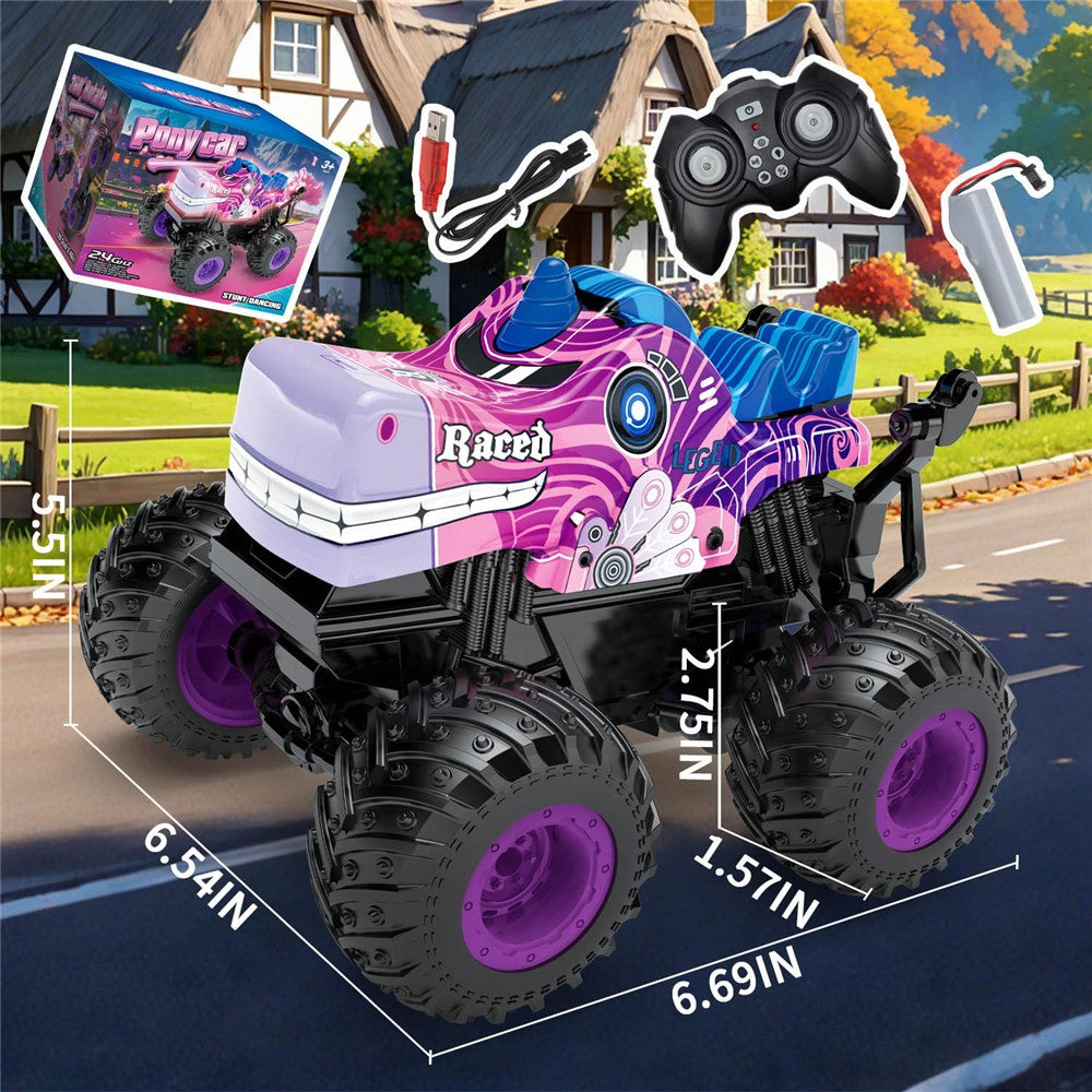 KY-S208A 1 / 20 Remote Control Car Cartoon Kids Stunt Car Toy with Light and Music
