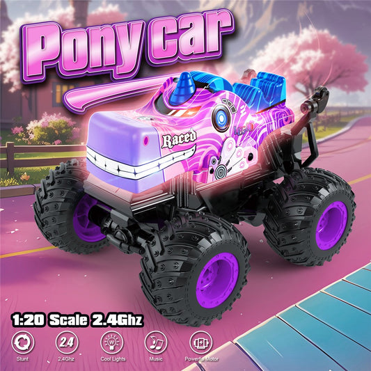 KY-S208A 1 / 20 Remote Control Car Cartoon Kids Stunt Car Toy with Light and Music