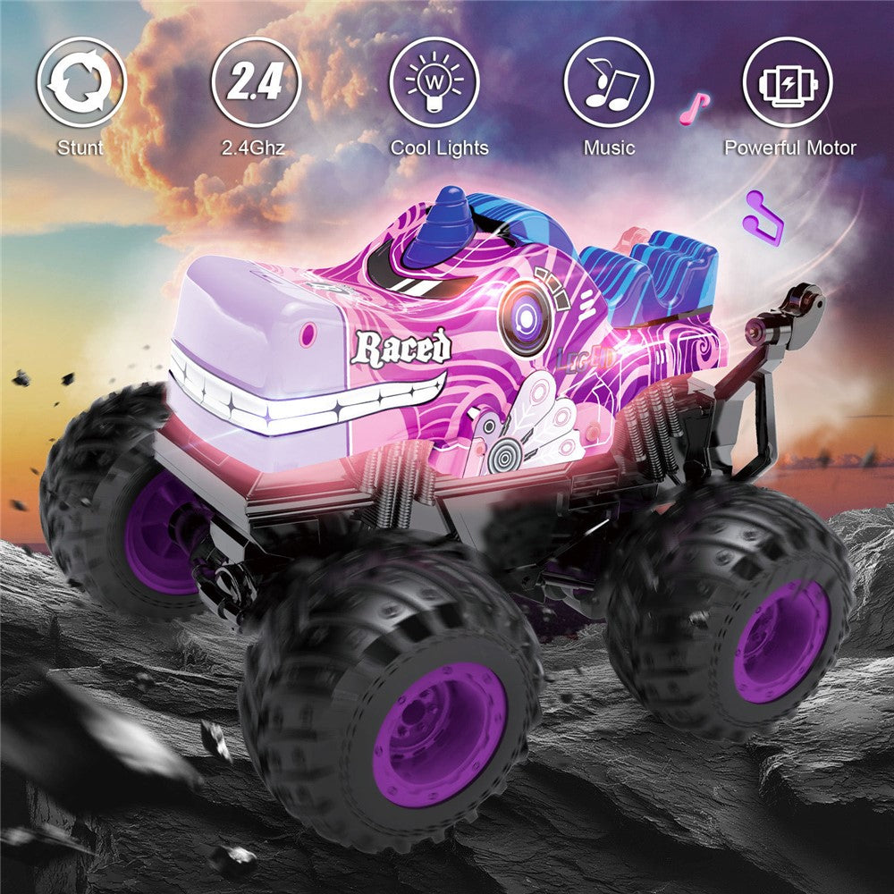 KY-S208A 1 / 20 Remote Control Car Cartoon Kids Stunt Car Toy with Light and Music