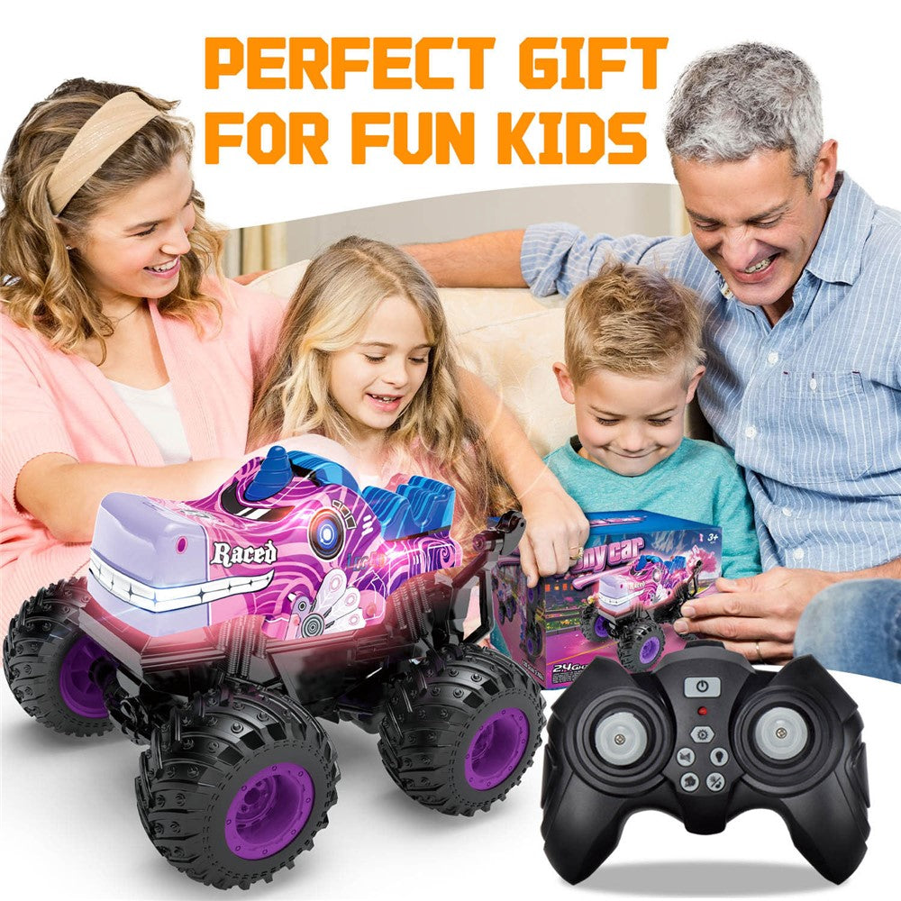 KY-S208A 1 / 20 Remote Control Car Cartoon Kids Stunt Car Toy with Light and Music