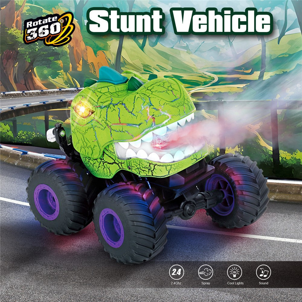 KY-S203A Cracked Pattern 1 / 20 Remote Control Toy Car Light Music Mist Spray Function Dinosaur Head Stunt Car