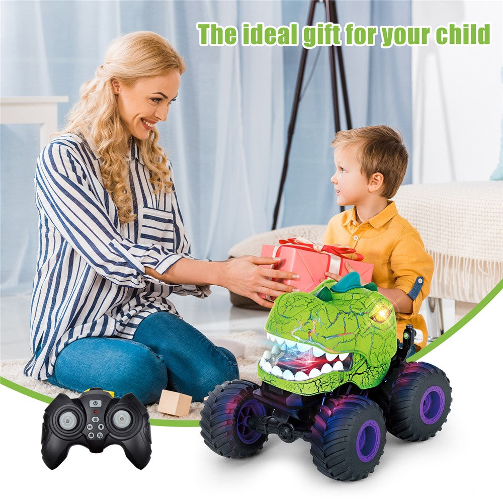KY-S203A Cracked Pattern 1 / 20 Remote Control Toy Car Light Music Mist Spray Function Dinosaur Head Stunt Car