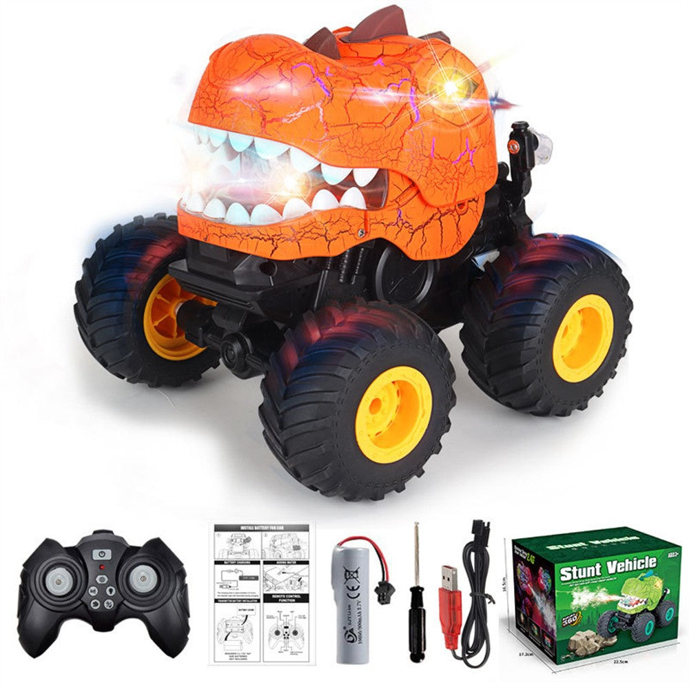 KY-S203A Cracked Pattern 1 / 20 Remote Control Toy Car Light Music Mist Spray Function Dinosaur Head Stunt Car