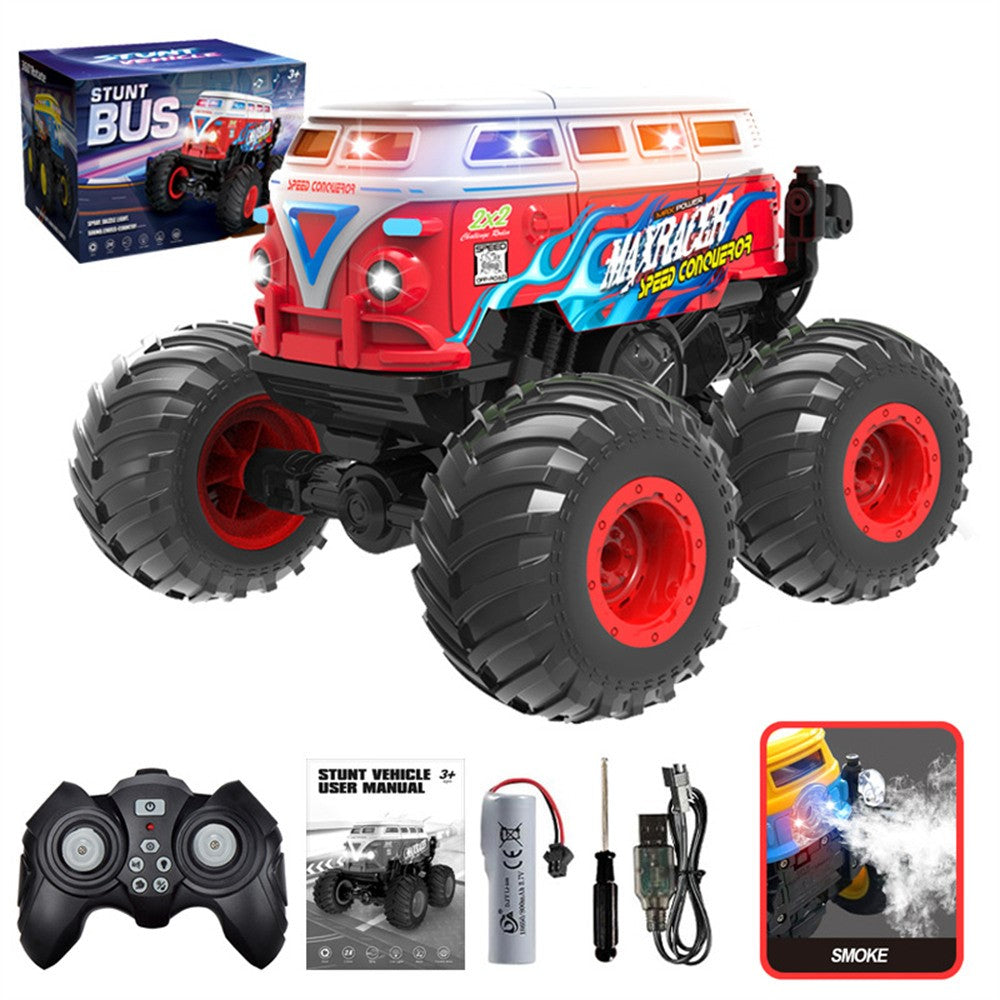 KY-S201B 1 / 20 Stunt School Bus Light Music Mist Spray Remote Control Toy Car
