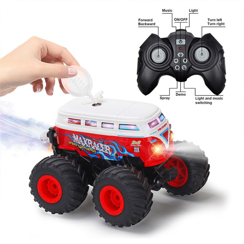 KY-S201B 1 / 20 Stunt School Bus Light Music Mist Spray Remote Control Toy Car