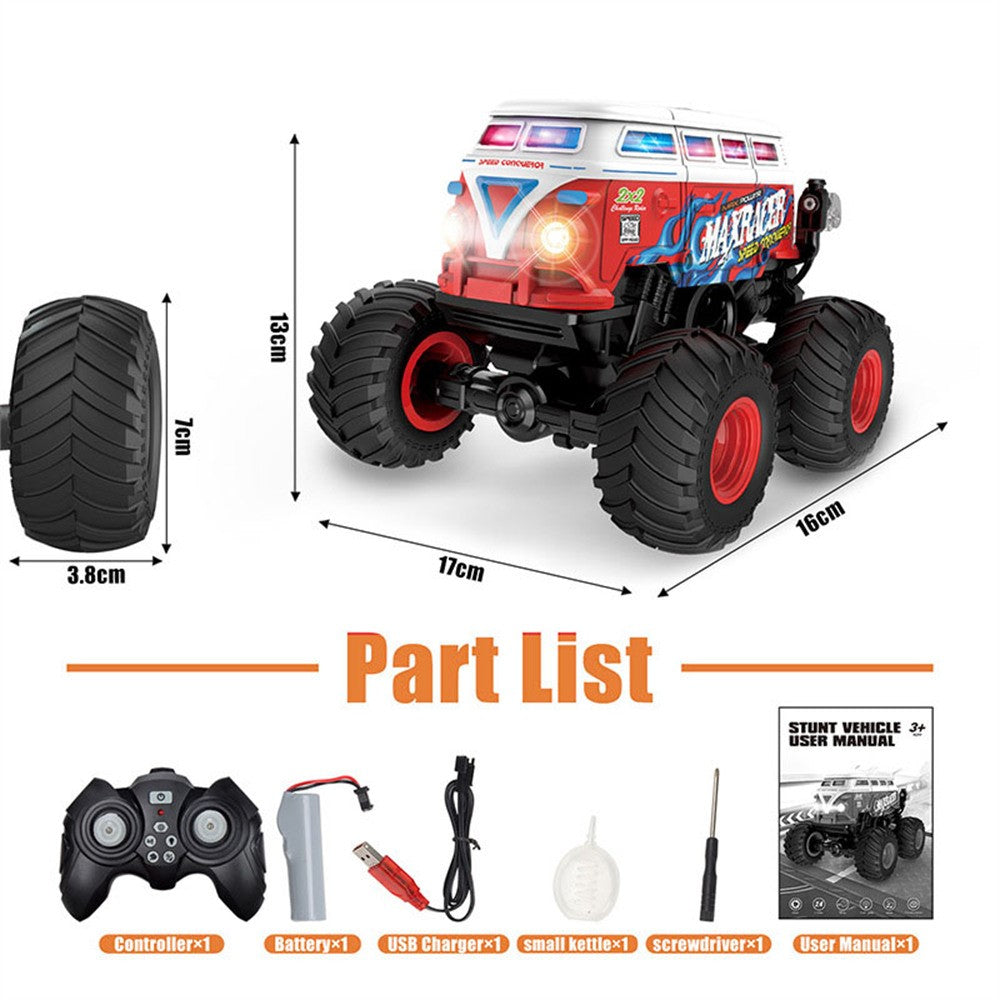 KY-S201B 1 / 20 Stunt School Bus Light Music Mist Spray Remote Control Toy Car