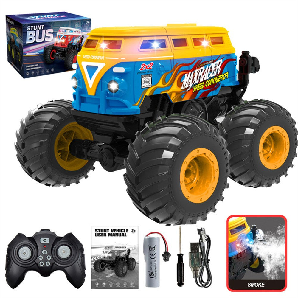KY-S201B 1 / 20 Stunt School Bus Light Music Mist Spray Remote Control Toy Car