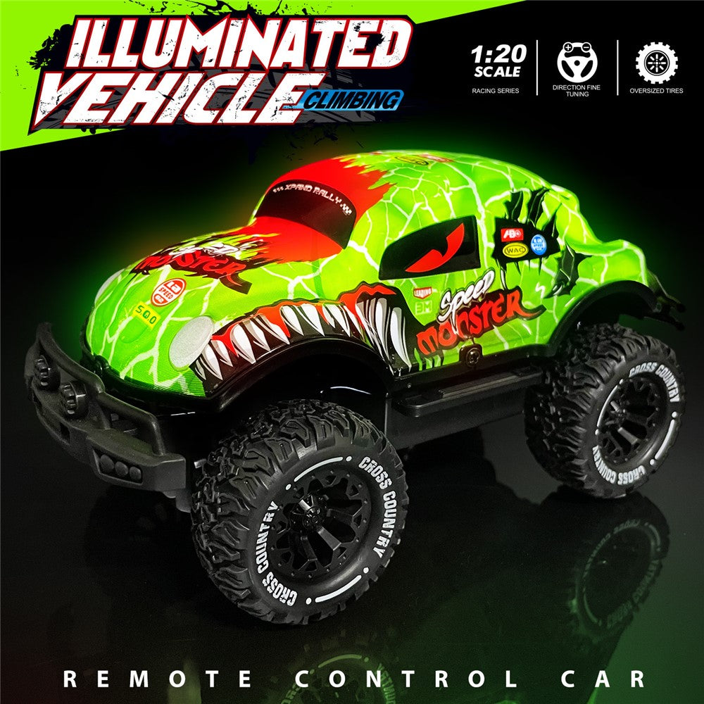 UJ99-Y200 1 / 20 2WD Remote Control Car Toy Cartoon Design Non-Slip Wheels Cool Light RC Car