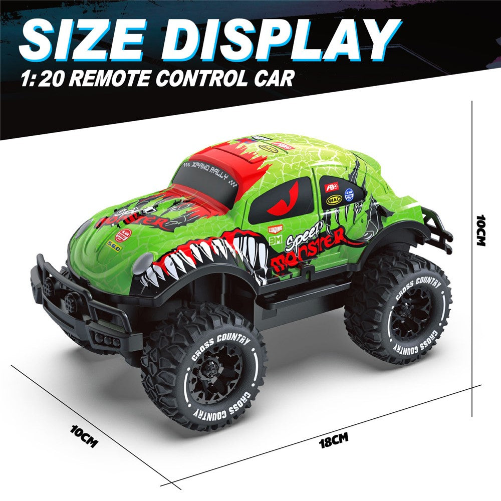 UJ99-Y200 1 / 20 2WD Remote Control Car Toy Cartoon Design Non-Slip Wheels Cool Light RC Car
