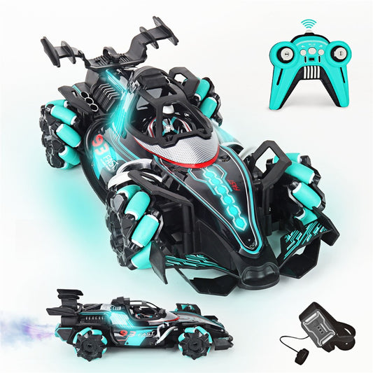 HD3377 1 / 14 RC Racing Car Toy Light Music Mist Spray Remote Control Car, Remote Controller + Gesture Sensing Controller