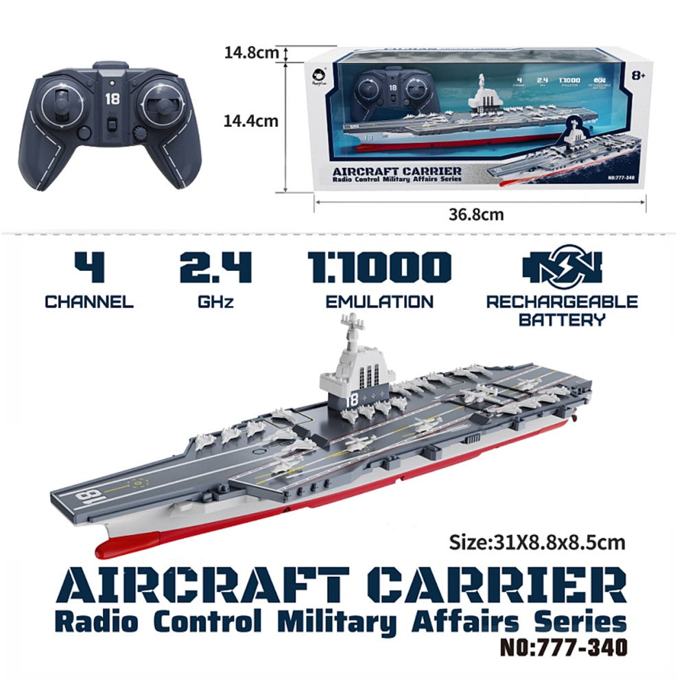 2.4G Remote Control Aircraft Carrier Model RC Boat Ship Speedboat Electric Water Toy Kids Gift