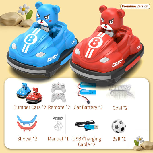 Q195 Double Player Bumper Car Remote Control Battle Bump Vehicles with Football Kit ( Upgraded Version )