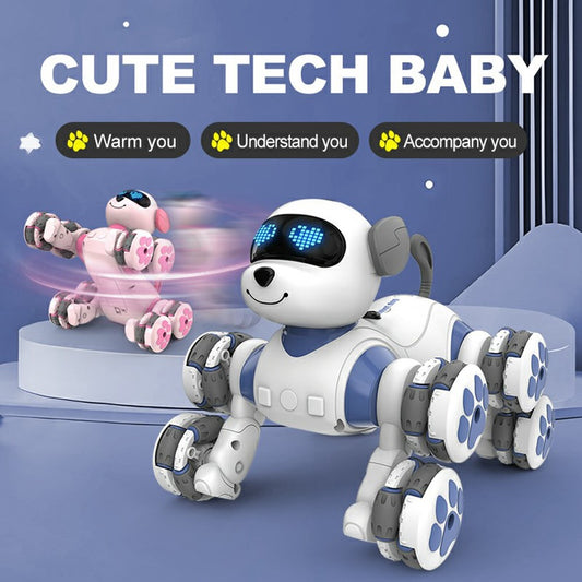 CV-D902 AI Stunt Robot Dog for Kids 8-Wheel Smart Programming RC Pet Dog Mechanical Model Toy