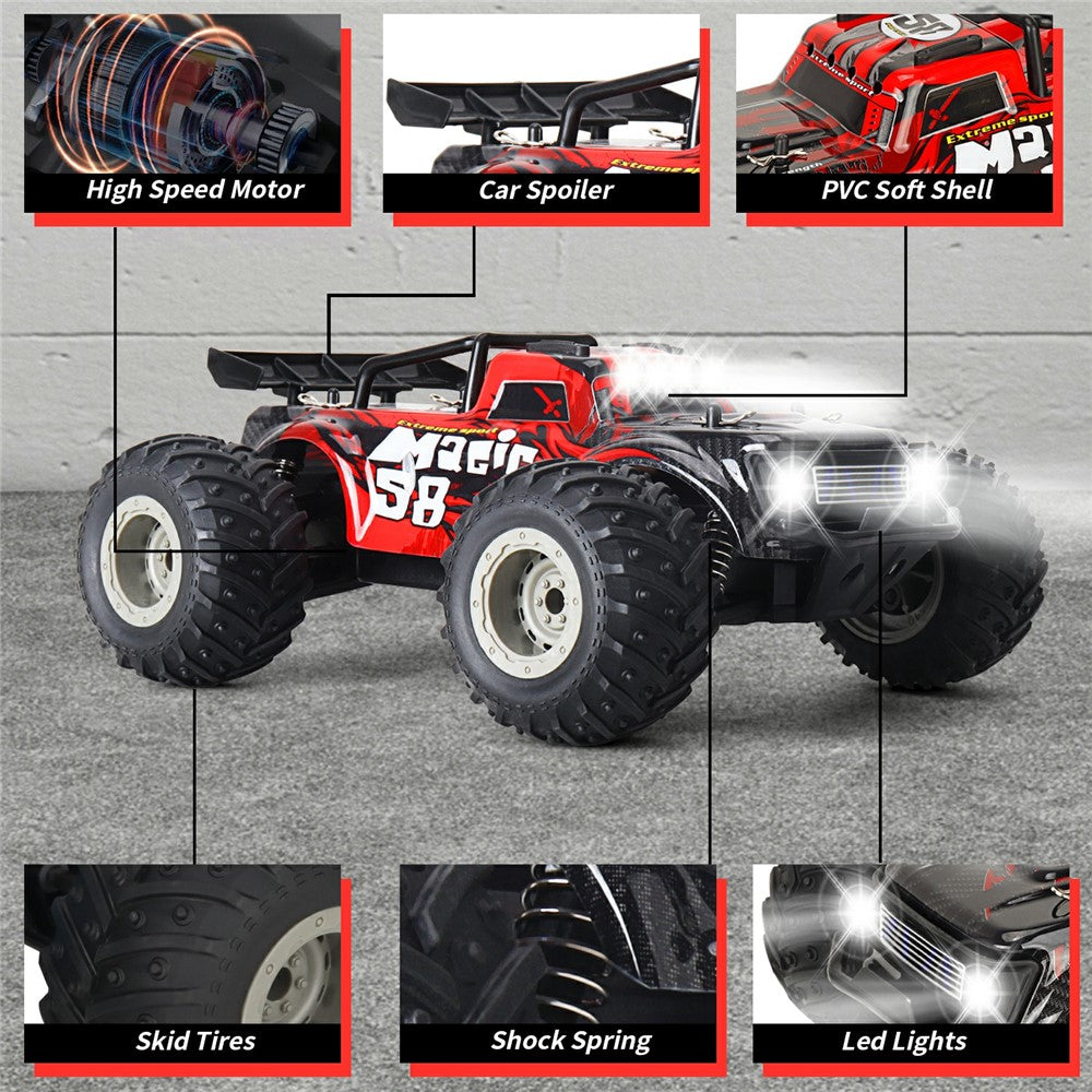 KY-S210B 1:18 RC Car with Front and Roof LED Light Remote Control High Speed Drift Off-Road Vehicle