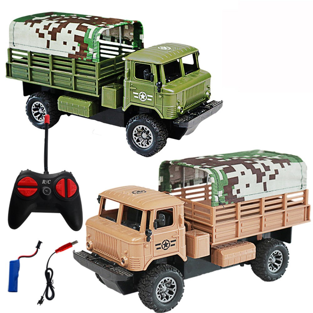 Four-Channel Remote Control Truck Model Toys Simulation Electric Car Toy Military RC Transport Vehicle