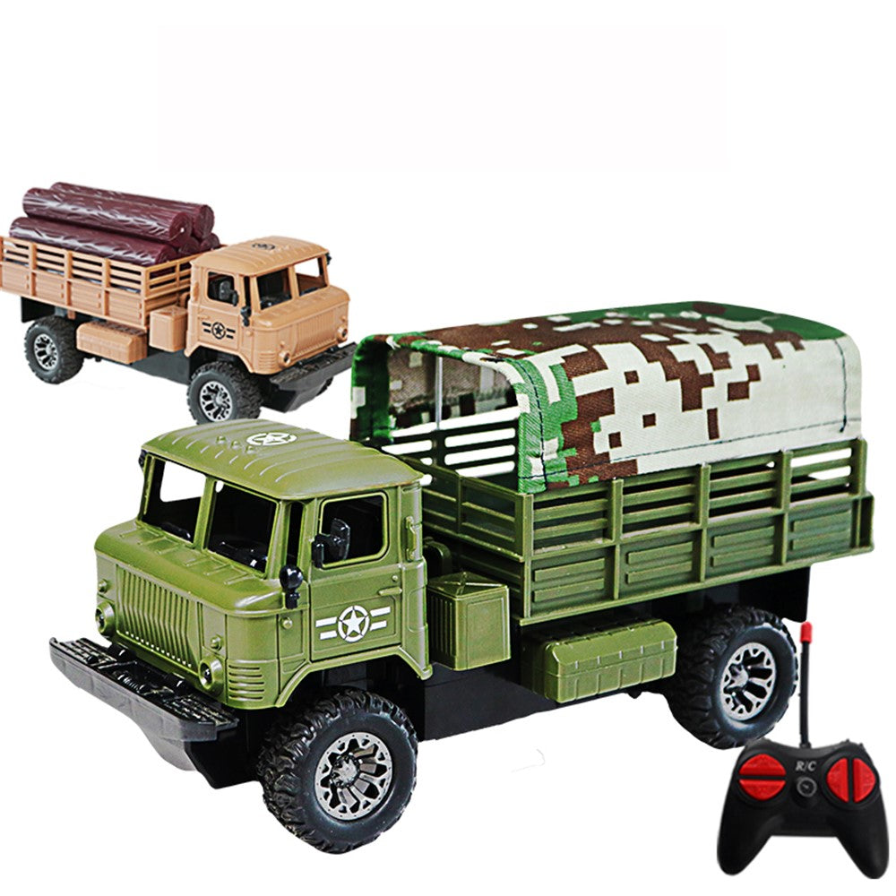 Four-Channel Remote Control Truck Model Toys Simulation Electric Car Toy Military RC Transport Vehicle