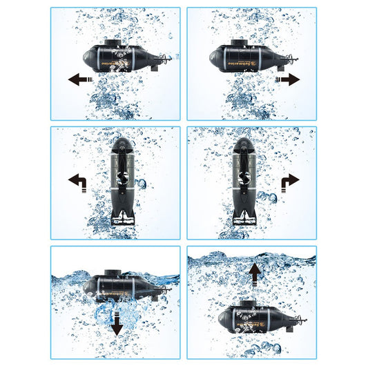777-586 Wireless 6 Channels 2.4G RC Submarine with LED Lights Electric Mini Submarine Toy