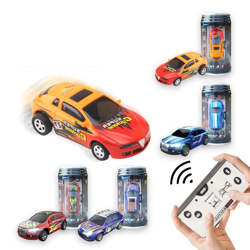 QT666 Mini 1:64 Drink Can Design RC Car with Remote Controller Road Blocks Drift Racing Car Toy Children Boys Gift