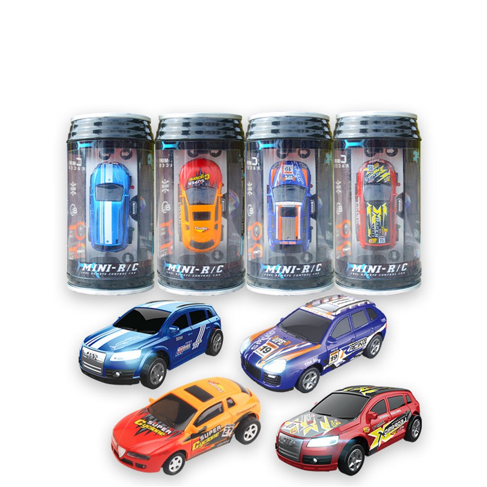 QT666 Mini 1:64 Drink Can Design RC Car with Remote Controller Road Blocks Drift Racing Car Toy Children Boys Gift