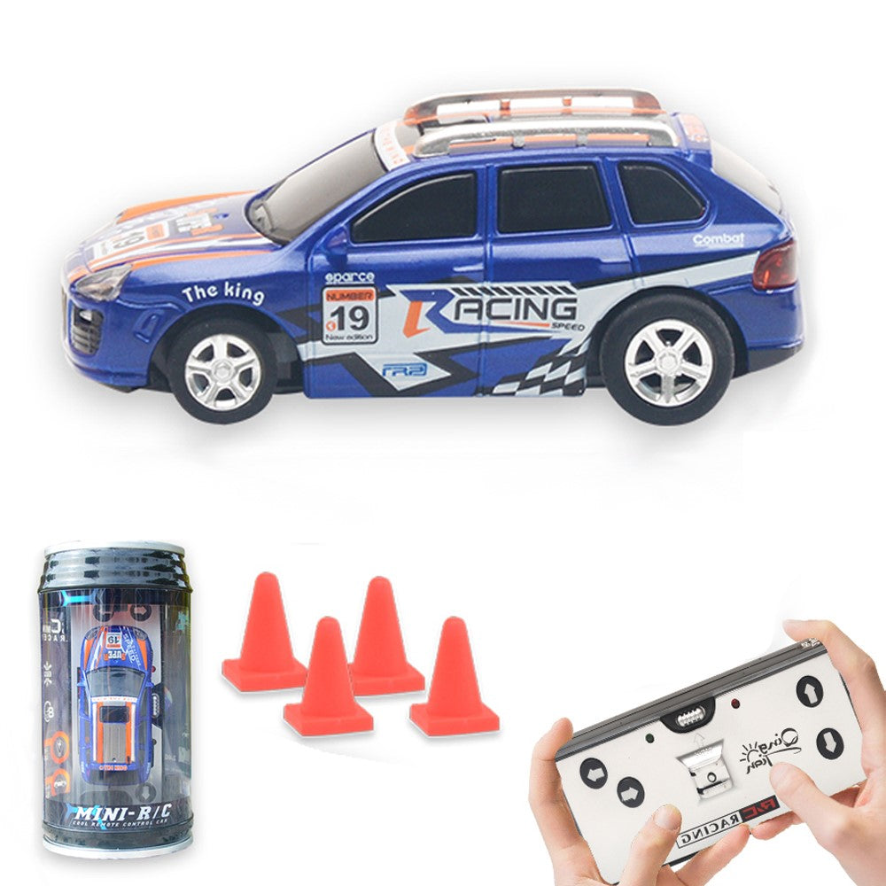 QT666 Mini 1:64 Drink Can Design RC Car with Remote Controller Road Blocks Drift Racing Car Toy Children Boys Gift