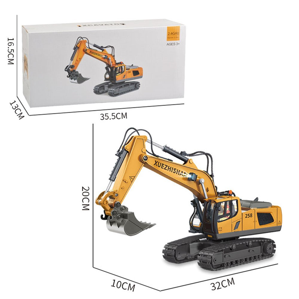 1034 Plastic 1:20 2.4G RC Engineering Vehicle Remote Control 680 Degrees Rotation 11 Channel Crawler Excavator Kids Toy with Light Music