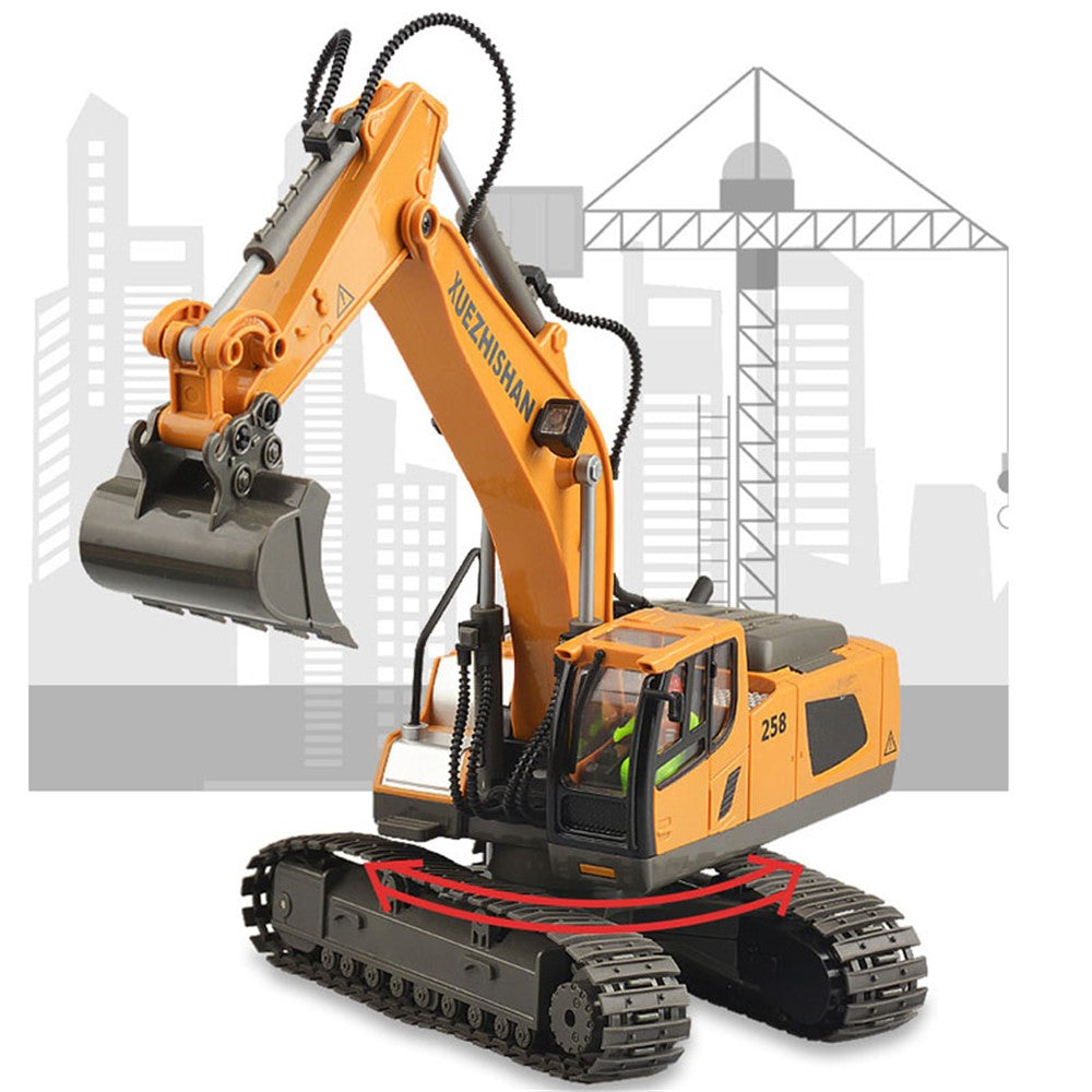 1034 Plastic 1:20 2.4G RC Engineering Vehicle Remote Control 680 Degrees Rotation 11 Channel Crawler Excavator Kids Toy with Light Music