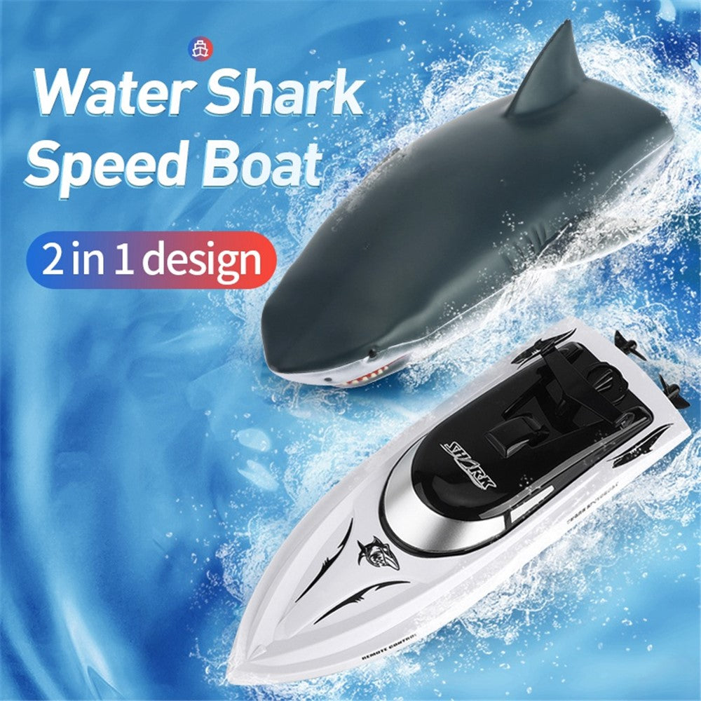 RH705 2 in 1 Stunt RC Boat Toy 2.4GHz Remote Control Water Shark Speed Boat Double Motor Powered