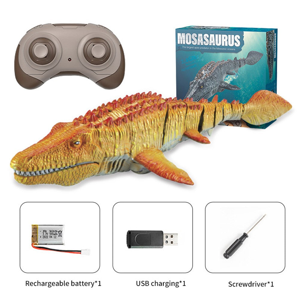 Summer High-speed Mosasaurus Boat Toy Waterproof Electric Simulation Crocodile Remote Control Boat with Dual Motors for Children