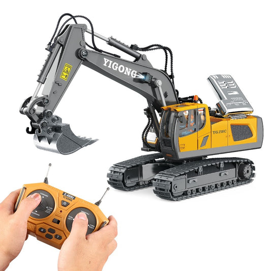 BC1043 11-Channel 2.4G RC Excavator 1 / 20 Scale Remote Control Excavator Metal Construction Vehicle Tractor Toys for Boys and Girls