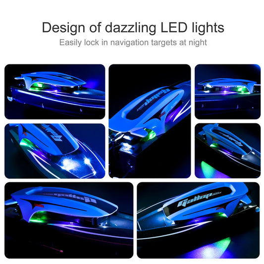 816 Kids RC Speedboat 2.4Ghz High Speed Remote Control Boat Water Toy with LED Light, 1 Battery