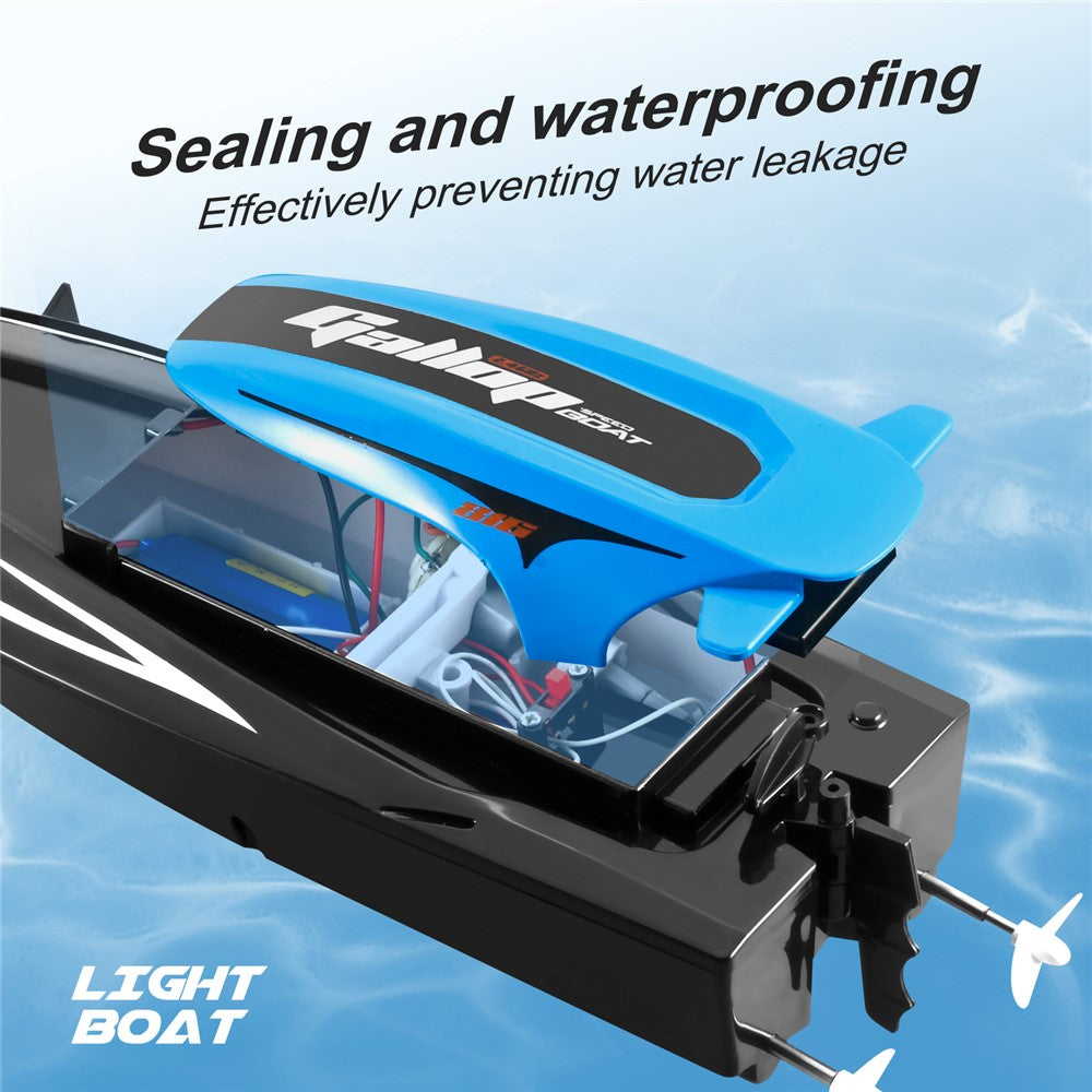 816 Kids RC Speedboat 2.4Ghz High Speed Remote Control Boat Water Toy with LED Light, 1 Battery