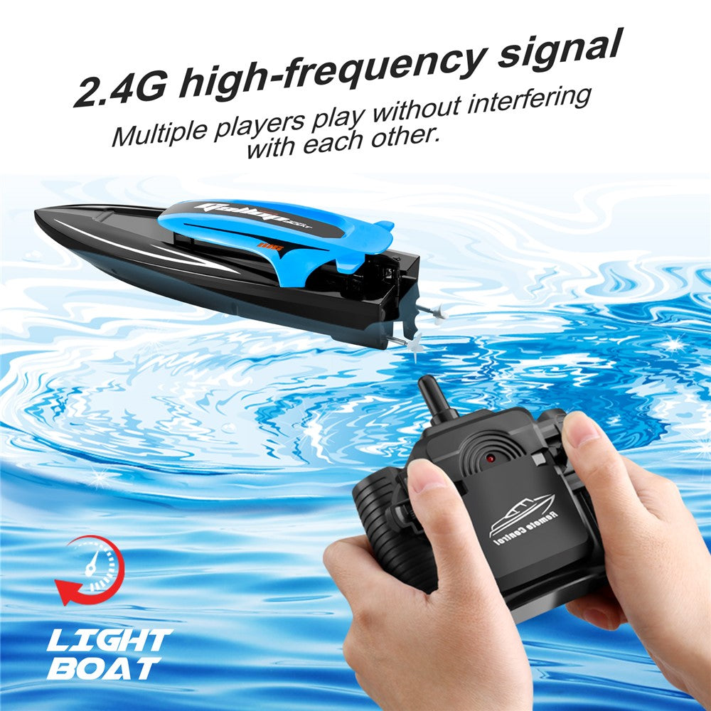 816 Kids RC Speedboat 2.4Ghz High Speed Remote Control Boat Water Toy with LED Light, 1 Battery