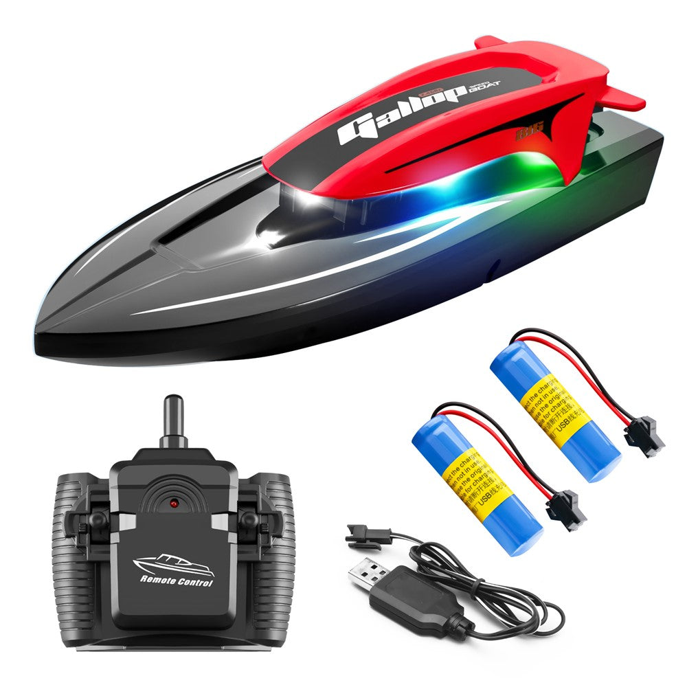 816 2.4Ghz RC Speedboat Children High Speed Remote Control Boat Water Toy with LED Light, 2 Batteries