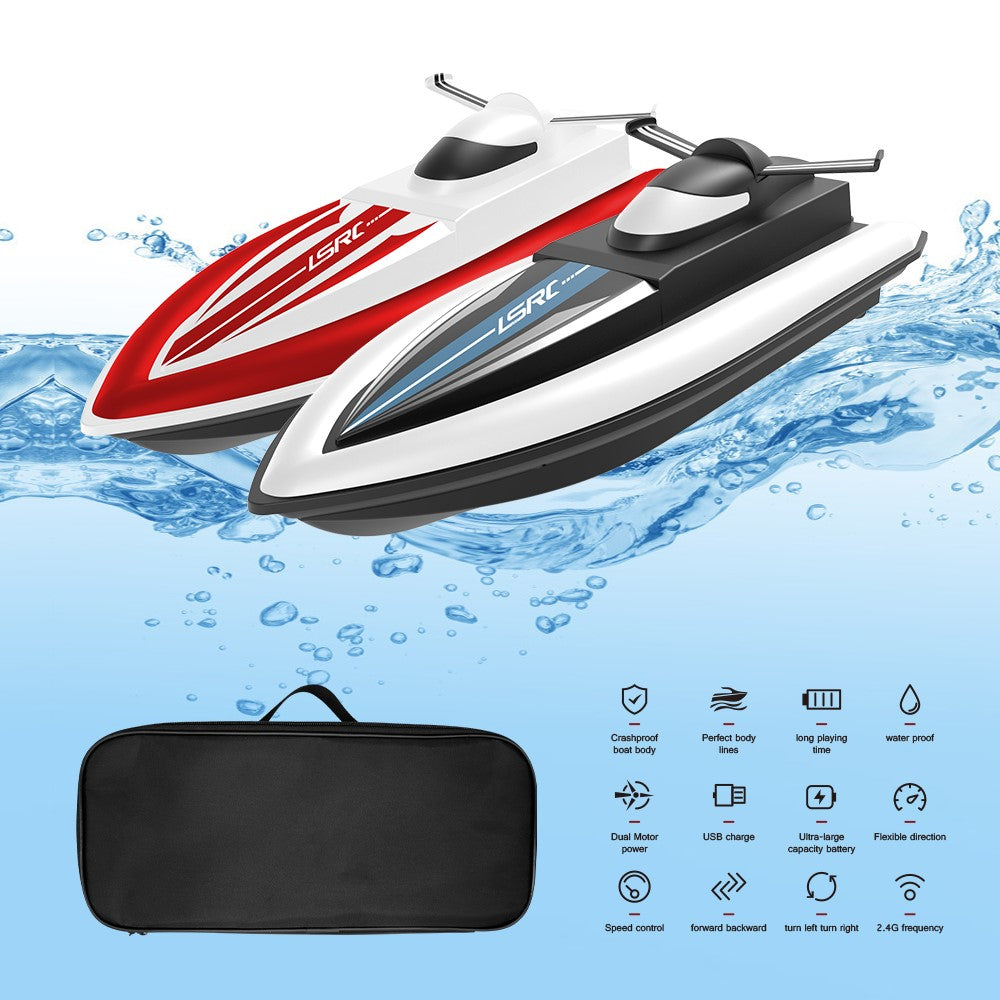 LSRC Children Remote Control Boat Dual Motors Simulated RC Speedboat Model