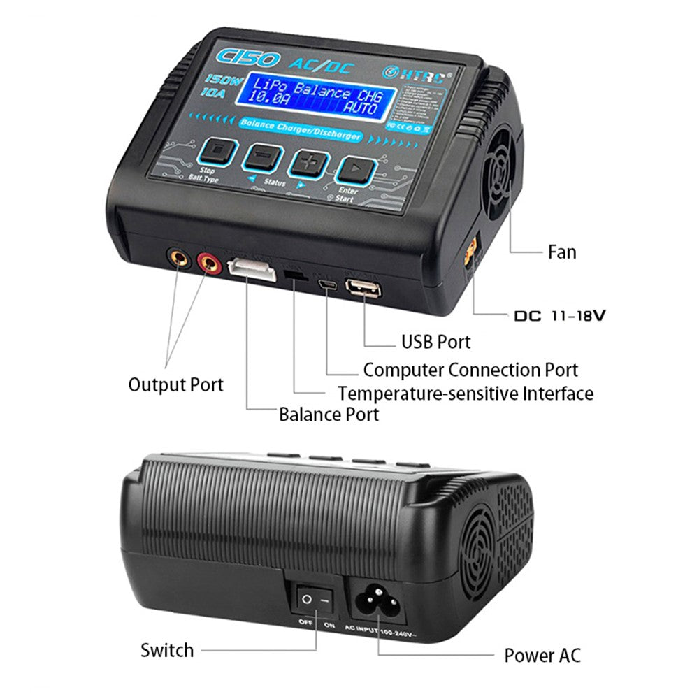 HTRC C150 150W 10A Smart Charger for Electric Toys Balance Charger Airplane Model Lithium Battery Charger
