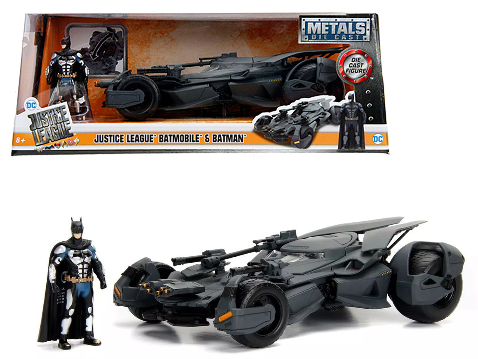 2017 Justice League Batmobile with diecast Batman Figure 1/24 Diecast Model Car by Jada