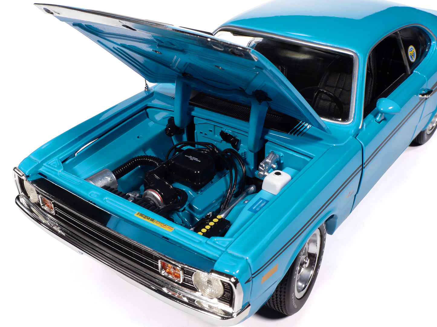 1972 Dodge Demon GSS "Mecum Auctions" Petty Blue with Black Stripes "American Muscle" Series 1/18 Diecast Model Car by Auto World