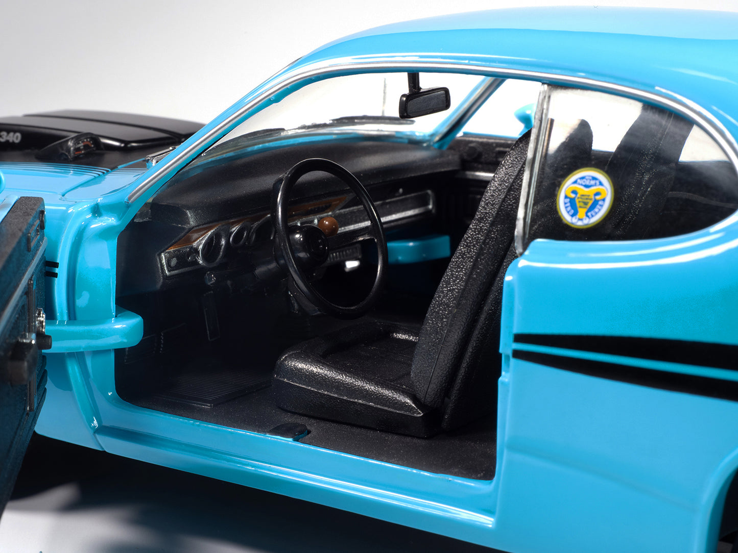 1972 Dodge Demon GSS "Mecum Auctions" Petty Blue with Black Stripes "American Muscle" Series 1/18 Diecast Model Car by Auto World