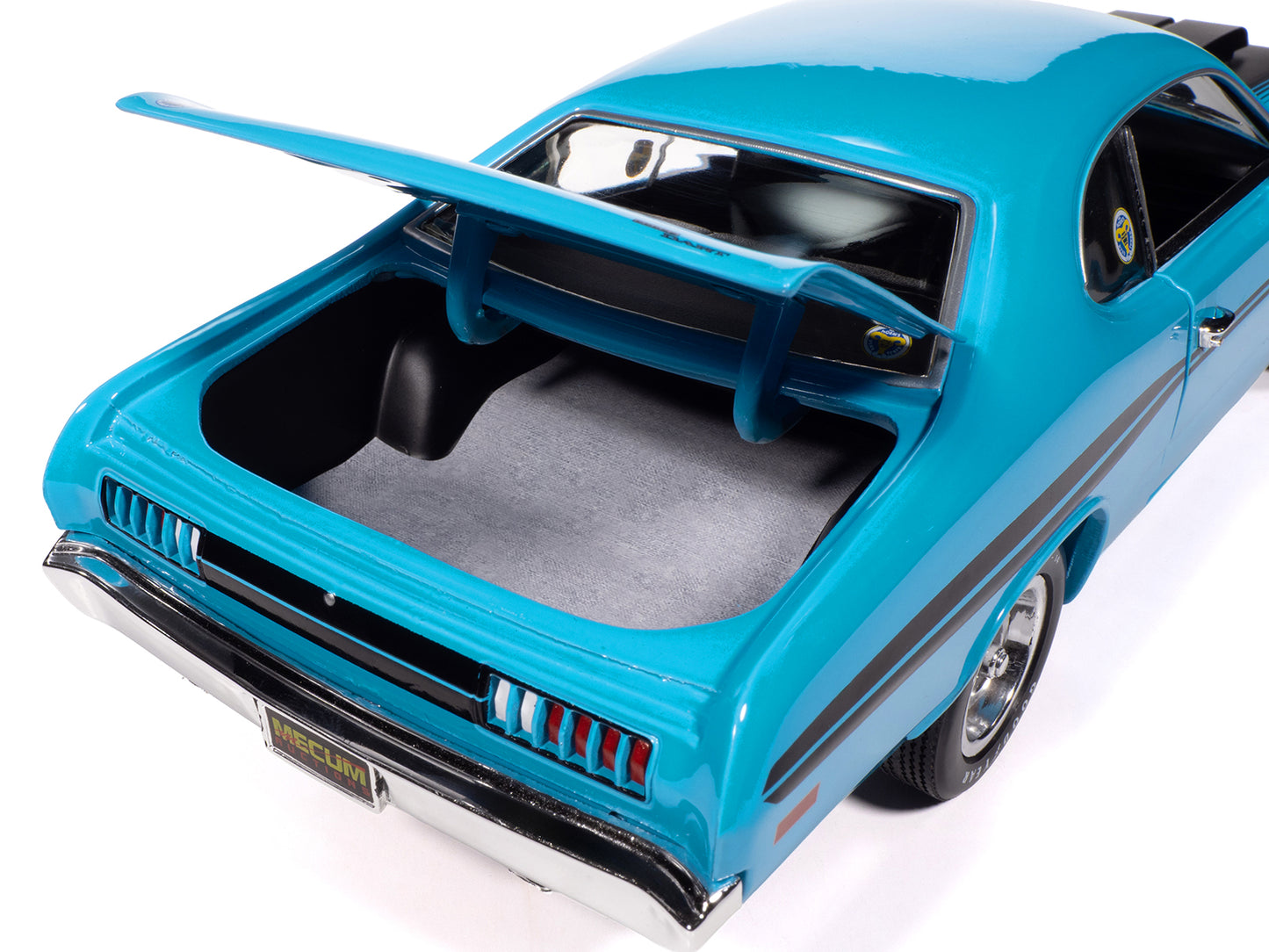 1972 Dodge Demon GSS "Mecum Auctions" Petty Blue with Black Stripes "American Muscle" Series 1/18 Diecast Model Car by Auto World