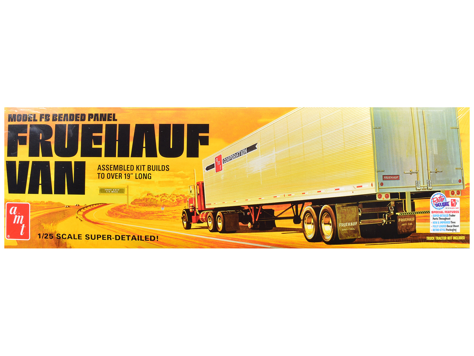 Skill 3 Model Kit Fruehauf FB Beaded Panel Van Trailer 1/25 Scale Model by AMT