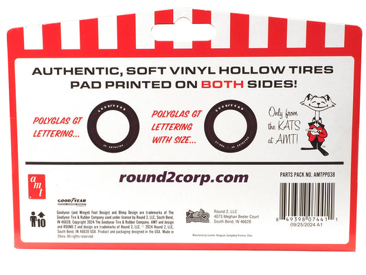 Model Kit "Goodyear Polyglas GT" Tires Set of 8 Pieces for 1/25 Scale Models by AMT